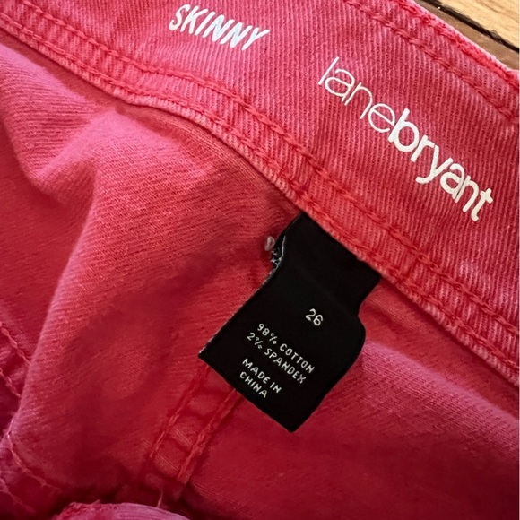 Lane Bryant 26 Skinny Coral Pink Capri Pants Denim Jeans Cotton Spandex - Picture 5 of 6